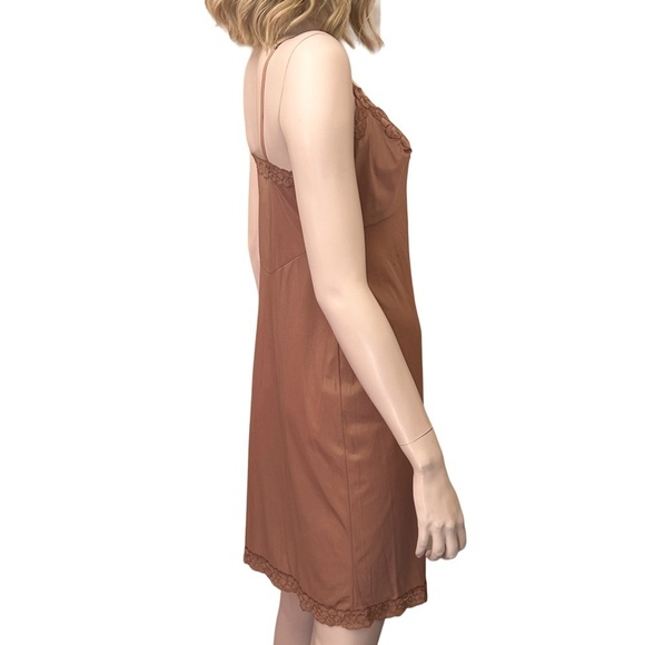 Vintage 60s KAYSER Full Slip 100% Nylon Matching Mocha Lace Lacy - Picture 8 of 15